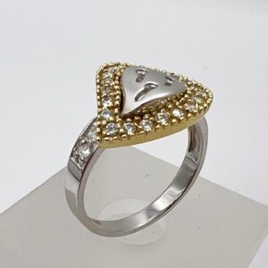 Zlatý prsteň 750 biele a žlté zlato