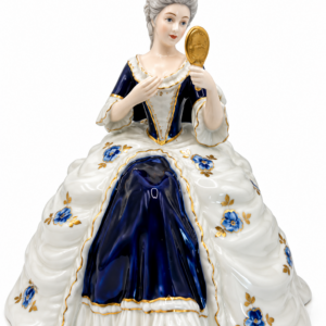 Royal Dux Bohemia – porcelánová figúrka dámy so zrkadielkom, 16 cm